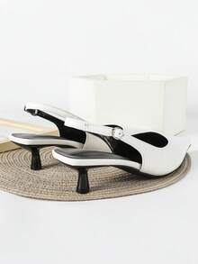 Fall/Winter 2025 4cm Kitten Heel White Pointed Toe Slip-On Party High Heels Pumps,Elegant - White - View 6