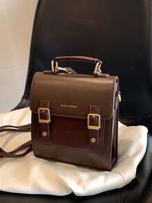New Large Capacity Casual Mini Vintage Flap Backpack Multipurpose Shoulder Handbag, Christmas Gift For Women, School Backpack - Chocolate Brown - View 4