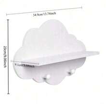 Estante flotante con forma de nube adorable, adecuado para la guardería - Estantería flotante de almacenamiento para la habitación de los niños - Estantería de pared para dormitorio o guardería - Estantería de almacenamiento de madera - Estantería de almacenamiento blanca - Estantería de almacenamiento con forma de nube montada en la pared