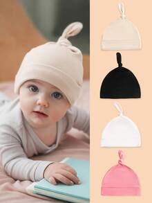 1pc Cute Pure Cotton Baby Beanie Hat, Warm & Breathable Tasseled Cap, Suitable For Newborns All Seasons - Multicolor - View 1