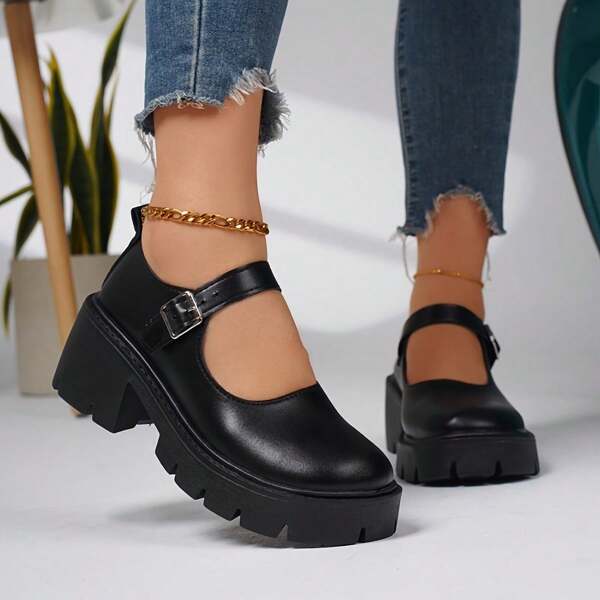 Black Mary Jane Flat Shoes - Simple Round Toe Black Mary Jane Flat Shoes