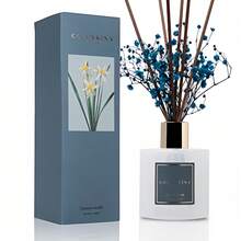 10/20/30/40/50pcs Preserved Flower, Cotton & Reed Diffuser Set, Clean Linen Scented Essential Oil Diffuser With Rattan Sticks For Bathroom Shelf Decoration