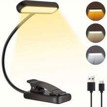 IFalarila Rechargeable Reading Lamp With Type-C Cable, Reading Lamp Clip [3 Colours And 10 Brightness] Mini Flexible Gooseneck And Clip Night Light For Children