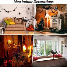 Halloween Spider Web Giant Spider Decorations Fake Spider With Triangular Huge Spider Web For Indoor Outdoor Halloween Decorations Yard Home Costumes Parties Haunted House Decor Fall Autumn,Christmas - Black - View 5