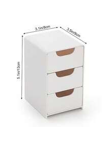 Mini Desktop Small Storage Box Furniture Office Organization Artifact Jewelry Lipstick Drawer Cosmetics Storage Box Space-Saving Plastic Desktop Storage Box With 3 Drawers For Cosmetics And Accessories For Women Storage Organizer Travel Essentials Back To School Dormitory Storage - White - View 4