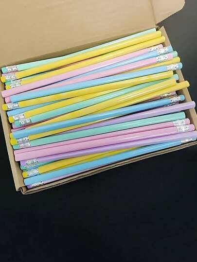 50 支/30 支/20 支/10 支/5 支带橡胶头的木质铅笔，三角形素描绘图铅笔，适用于书写、绘画和教育用品，学校和教师用品，包含多种颜色