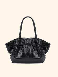 JW 中号女士时尚单肩包、斜挎包、多功能特别版、优雅耐用大容量饺子/蛤壳托特包 - 黑色 - 查看 3