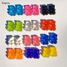 12pcs Acrylic Bear Charms For Shoes - Transparent & Assorted Light Colors, DIY Fashion Shoe Buckle Accessories For Personalization - Multicolor - View 9