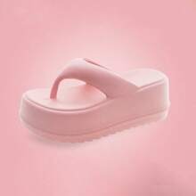 ASHALI Women's Thick Bottom Wedge EVA Thong Sandals, Summer Soft Sole Non-Slip Flip Flops, Fashionable & Versatile Platform Wedge Slide Sandals - Pink - View 5