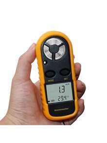 Anemômetro Digital Portátil 0-30m/s – Medidor de Velocidade do Vento e Temperatura Com Visor LCD Retroiluminado / Para Climatologia/ Náutica/ Drones e Esportes ao Ar Livre (-10°C a 45°C) - Amarelo - Visão 3