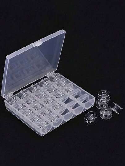 1 pieza Caja de almacenamiento transparente para bobinas de hilo de coser para el hogar, organizador multifuncional para enrollar bobinas. Disponible en opciones de 25 o 36 ranuras, con bobinas de plástico o metal.