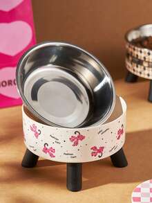 1 件装宠物加高喂食碗，带颈部保护，卡通图案设计，不锈钢/非钢碗可选，防滑防溢易清洁，适用于猫狗，宠物喂食用品 - 彩色 - 查看 7