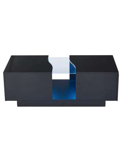 Sairedel Moderne LED Coffee Tafel Drawers 100 50 35 Cm, Wit High Gloss Side Verlichting Acrylic Top, MDF Living Room, Bedroom view 6