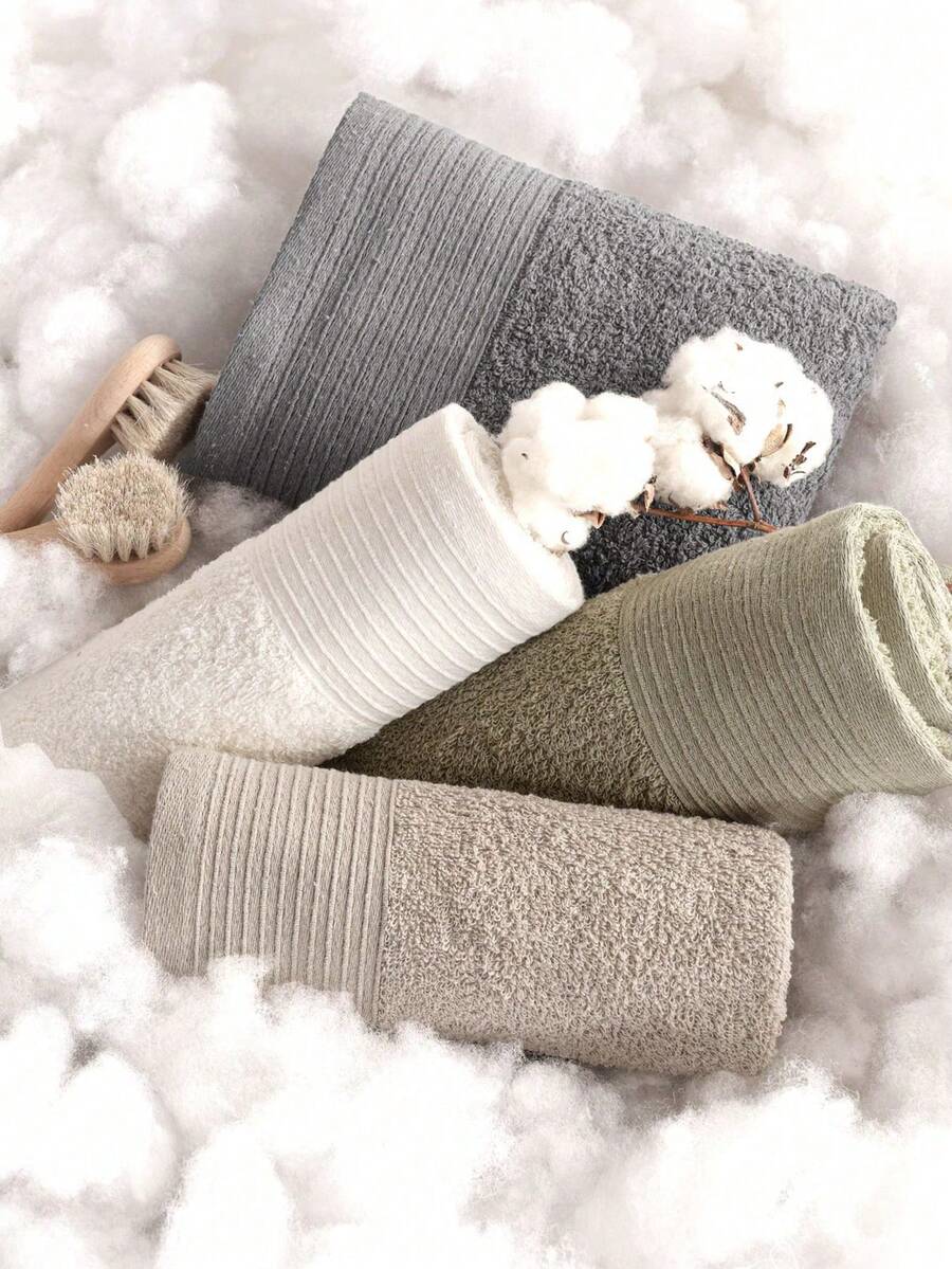 8-Piece Cotton Hand & Face Towel Set Made In Turkiye – Soft & Absorbent 50x90 Cm Towels - Khaki - View 1