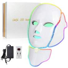 Blue Red Light Therpy Msk For Fa, 7  Led Fa Msk Light Therpy, Portable Facial Skin Care Msk For Fa And Neck At Ome - initial - View 2
