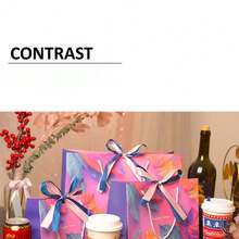 Colorful Gift Bags, Party Gifts, Handbags, Cosmetic Packaging Bags, Universal Paper Bags With Double Ribbons - Multicolor - View 10