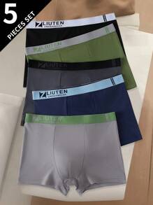 5pcs/Pack Teen Boys' Boxer Briefs, Mid-Rise Trunks For Boys Aged 12-18 Years Old