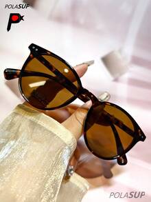 POLASUP 1pc Personalized Fashion Versatile Round Frame Fashion Glasses, Retro 60s Hong Kong Style Fashion Glasses For Women, New Fashion High-End Rivet Round Frame Fashion Glasses, Chic Minimalist Rivet Polarized Fashion Glasses, Classic European & American Style Round Shape Shades - 彩色 - 查看 13