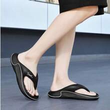 2025新款男士拖鞋夏季户外防滑耐磨厚底人字拖男沙滩凉鞋EVA凉鞋 - 黑色 - 查看 5