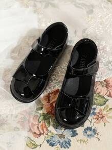 Kids & Teen Girls' Black Bow Mary Janes - Stylish Fall Sensation, Fit For Trips Go Back To School; Black Shoes; Girls' School Shoes; Girls' Toddler Shoes; Children's Girls' Shoes; Girl's Shoes