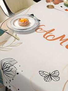 1 块定制矩形花卉桌布，添加您自己的文字，个性化桌布，防油且可擦拭，快速提升客厅氛围，营造舒适的家居氛围，适合婚礼、派对、餐厅、户外、野餐、所有季节和节假日