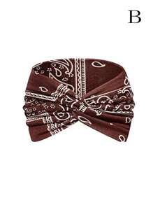 4 件套新款女士瑜伽头带，腰果花印花交叉头巾，时尚发饰优雅发带，学校用品，大学