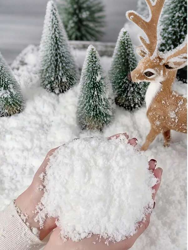 Nieve artificial navideña 50g, nieve simulada de plástico blanco para Navidad, decoración de fiesta festiva, hogar, cocina, idea de regalo