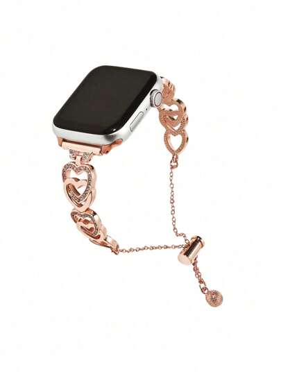 1pc AppleWatch Band AppleWatch Strap Pendant BraceletSilver Women's Compatible AppleWatch Strap38/40/41/44/45/49/42mm,Telescopic Adjustment Ls Simple And Convenient, AppleWatchBand Stainless Steel MetalBracelet, Suitable CompatibleWith AppleWatch Model S9 S8 7 6 5 4 3 2 1 Ultra2/1, Durable FashionElements, Can Be Matched WithAny Wear, Sweater Chain, Skirt,And Can Be Used As A Gift ForYour Girlfriend (Luxury Love Double Diamond)