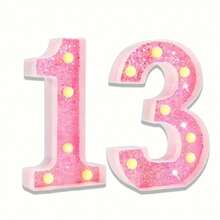 1 件 LED 发光数字装饰、多功能派对背景标牌、生日、周年纪念、婚礼、酒吧墙壁装饰 - 耐用塑料派对装饰、节日设计、易于安装、家居装饰、现代照明、装饰照明、数字灯标志、派对装饰标志、白色/粉色亮片、电池供电（不含电池） - 暖白光 - 查看 18