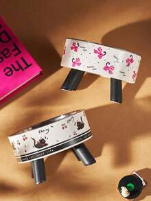 1 件装宠物加高喂食碗，带颈部保护，卡通图案设计，不锈钢/非钢碗可选，防滑防溢易清洁，适用于猫狗，宠物喂食用品 - 彩色 - 查看 5