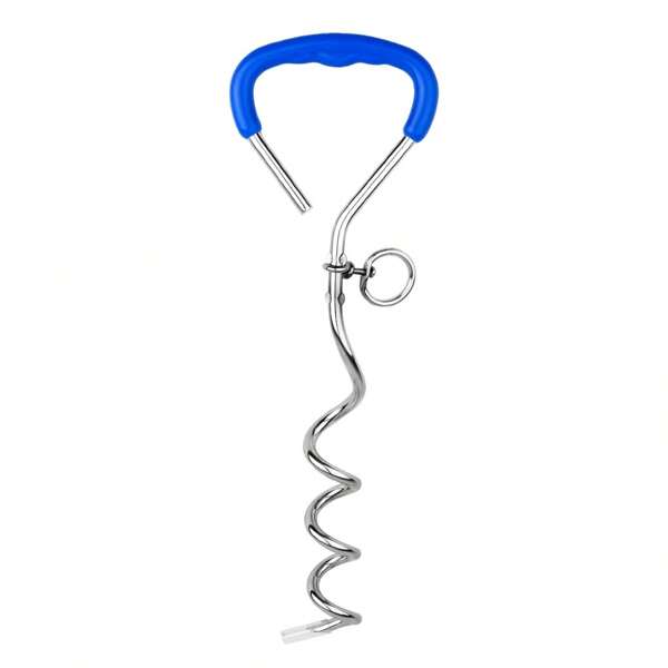 Artículos para mascotas para exteriores talla grande vendidos, estaca para perros cromada, clavo en espiral para suelo, anclaje para perros, disponible en fábrica