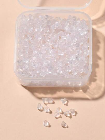 Circa 500 Stücke transparente Plastik-Ohrmuttern, 4*4mm, geeignet zum Befestigen von Ohrringen und Ohrstecker-Rückteilen
