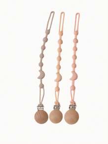 3 piezas de cordón antiperidida de silicona personalizado, chupete, botella, mordedor, regalo personalizado, cordón antiperidida con forma de luna, adecuado para clip de chupete personalizado para niños y niñas, clip de chupete de madera con nombre personalizado para niños, multifuncional, ornamental, letra, elegante, moderno, colorido, lindo, adorable, casual, personalizado, único, regalo ideal para él, regalo ideal para ella