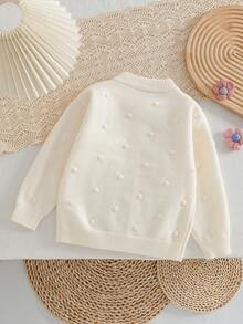 Young Girl Floral Applique Front Button Long Sleeve Cardigan, Autumn/Winter
