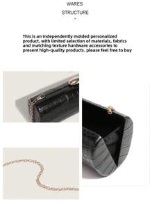 2025新款鳄鱼纹时尚长款法棍手拿包，造型独特，适合约会和派对，ZA - 黑色 - 查看 9