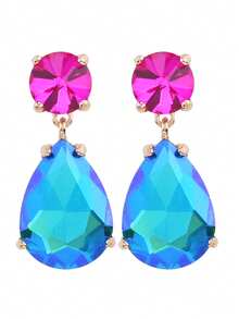 ACEHLN 1 par de pendientes de botón de aleación de zinc con estilo norteamericano con colgante de gota de cristal, pendientes de lujo decorados con diamante de imitación para bodas y ocasiones formales - Estilo 1 - Ver 2