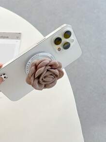 1pc Solid Color Floral Phone Air Bag Holder, Korean Ins Style Magnetic Desktop Phone Stand For Watching Videos, Portable & Stable Compatible With IPhone, Android Phone, Gift For Birthday, Family, Friends Push-Pull Phone Grip Phone Holder Phone Accessories