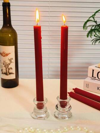 4 Stücke Weihnachts Lang-Duftkerzen, 25cm rosa duftendes rauchfreies Kegel-förmiges Kerzengefäß, Paraffin-Wachs, mit Baumwollkern - 8 Stunden Brenndauer, Heim-Atmosphäre Dekoration, Kerzenhalter Geschenk für Zuhause