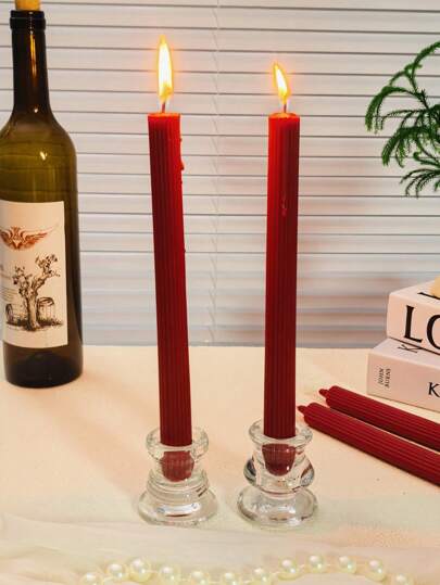 4pcs Christmas Long Scented Candles, 10 Inch Pink Fragrant Smokeless Cone-Shaped Candle Holder, Paraffin Wax, With Cotton Core -8-Hour Burning Time, Home Atmosphere Decoration, Home Candle Holder Gift