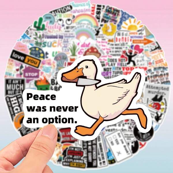 100PCS Humorous And Satirical Stickers - Reusable Self-Adhesive Cartoon Decals With Funny Text For DIY Crafts, Laptops, Skateboards, Luggage, Motorcycles, Glass Surfaces