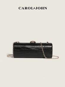 2025新款鳄鱼纹时尚长款法棍手拿包，造型独特，适合约会和派对，ZA - 黑色 - 查看 11