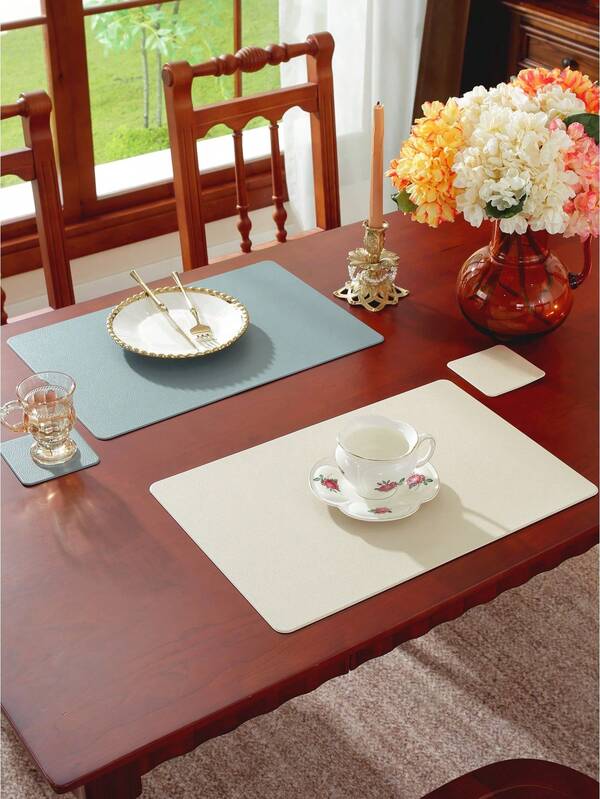 8/12pcs Hotel/Restaurant Placemats/Coasters Set, Rectangular, High-End Tablemats, Easy To Clean, Multi-Color Heat-Insulating Pads To Protect Tabletops, Suitable For Weddings, Parties, Home, Hotel Kitchen, Festive Decoration