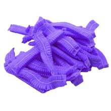 unids/pack cubiertas de cabeza de pelo desechables red Bouffant gorros antipolvo transpirables gorros de baño de ducha cocina FWLV - Morado - Ver 13