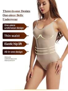 Cintinas Faja moldeadora, broche abajo, correa ajustable - Beis - Ver 4