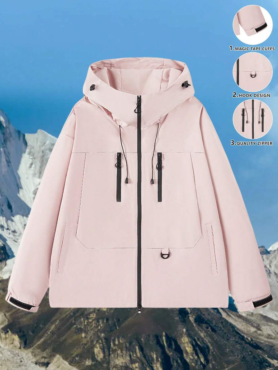 Jaqueta Feminina À Prova de Vento e Água com Capuz para Esportes, Caminhadas e Viagens na Primavera e Outono