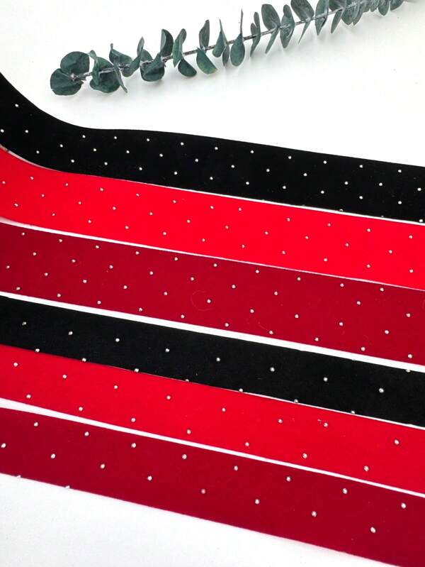 1pc 2.5/4cm*2 Rhinestone Flocked Ribbon, Flocked Flocked Ribbon, Handmade DIY Bow Hair Accessory Supplies