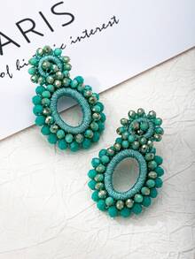 1 Cặp 25 Bông tai thiết kế hình học bằng thủy tinh kiểu Bohemian mới dành cho phụ nữ, phù hợp để đeo hàng ngày, tiệc tùng, ngày lễ - bông tai đính cườm - Xem 19