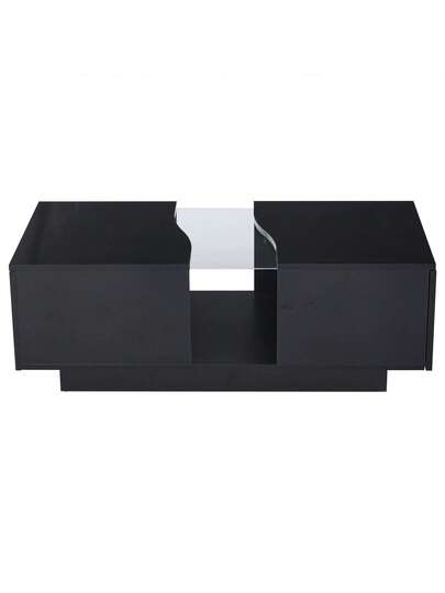 Sairedel Moderne LED Coffee Tafel Drawers 100 50 35 Cm, Wit High Gloss Side Verlichting Acrylic Top, MDF Living Room, Bedroom view 11