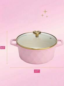 Pink Ceramic Nonstick 2.5 Quart Cast Aluminum Dutch Oven - Oven Safe, Dishwasher Friendly,Style For Stovetop To Oven Cooking ﻿ - Hồng - Xem 5