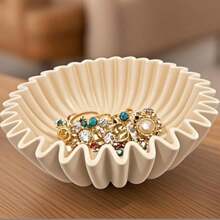 1 Stück handgefertigte Harzteller in Fächerform mit Lotosblattrand Dekor, geeignet für Innen- und Außendekoration Zuhause, Couchtisch, Küchentheke, Schüssel für Schlüssel im Eingangsbereich, Dekoration für Weihnachten, Halloween, Ostern, Erntedankfest, ohne Strombedarf